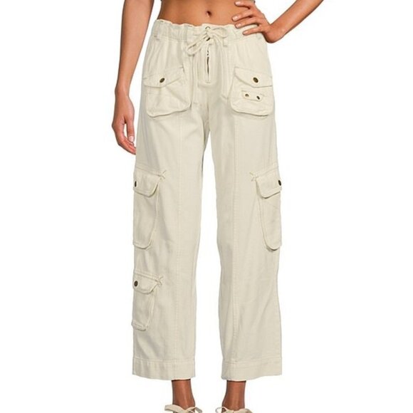 Free People Pants - Tahiti Low Rise Straight Leg Cargo Pants Color Tofu